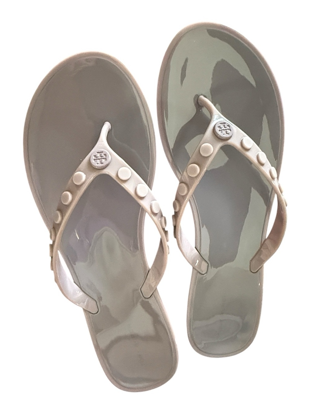 NEW Tory Burch Tory Studded Jelly Thong Sandals in the color Alliium  9